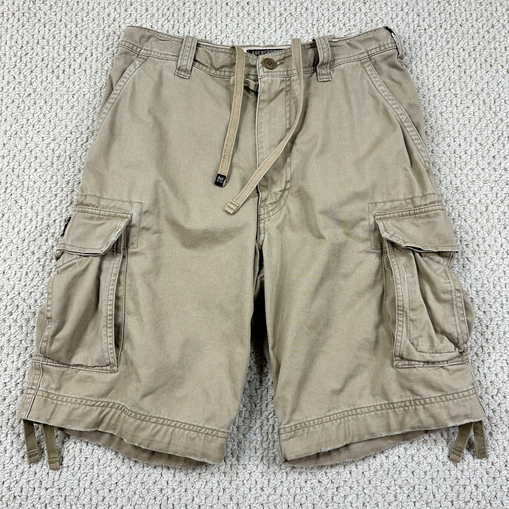 Abercrombie Fitch Shorts Mens 30 Khaki Tan Vtg Fatigues Cargo Military Utility